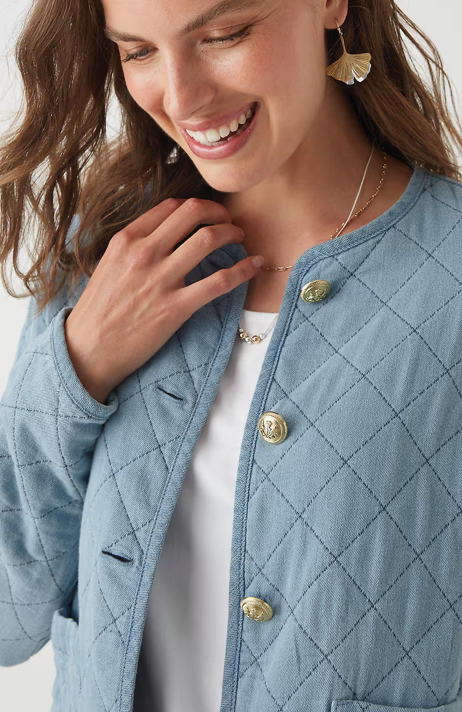 Diamond-Quilted Curved-Hem Jacket