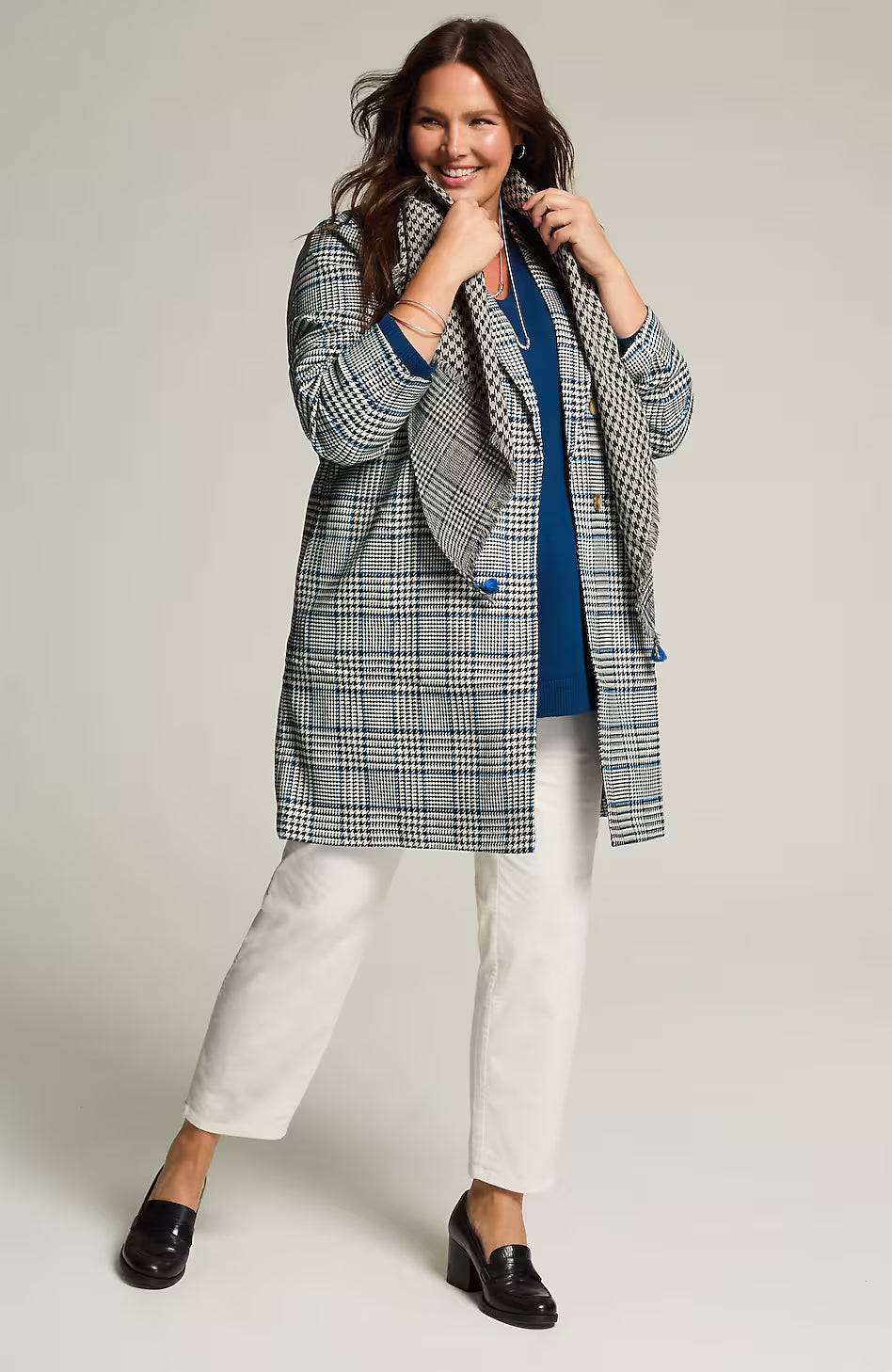 Long Plaid Duster Jacket