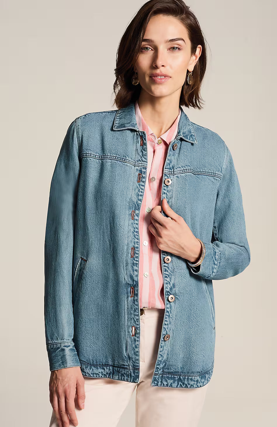 Soft Denim Shirttail Jacket