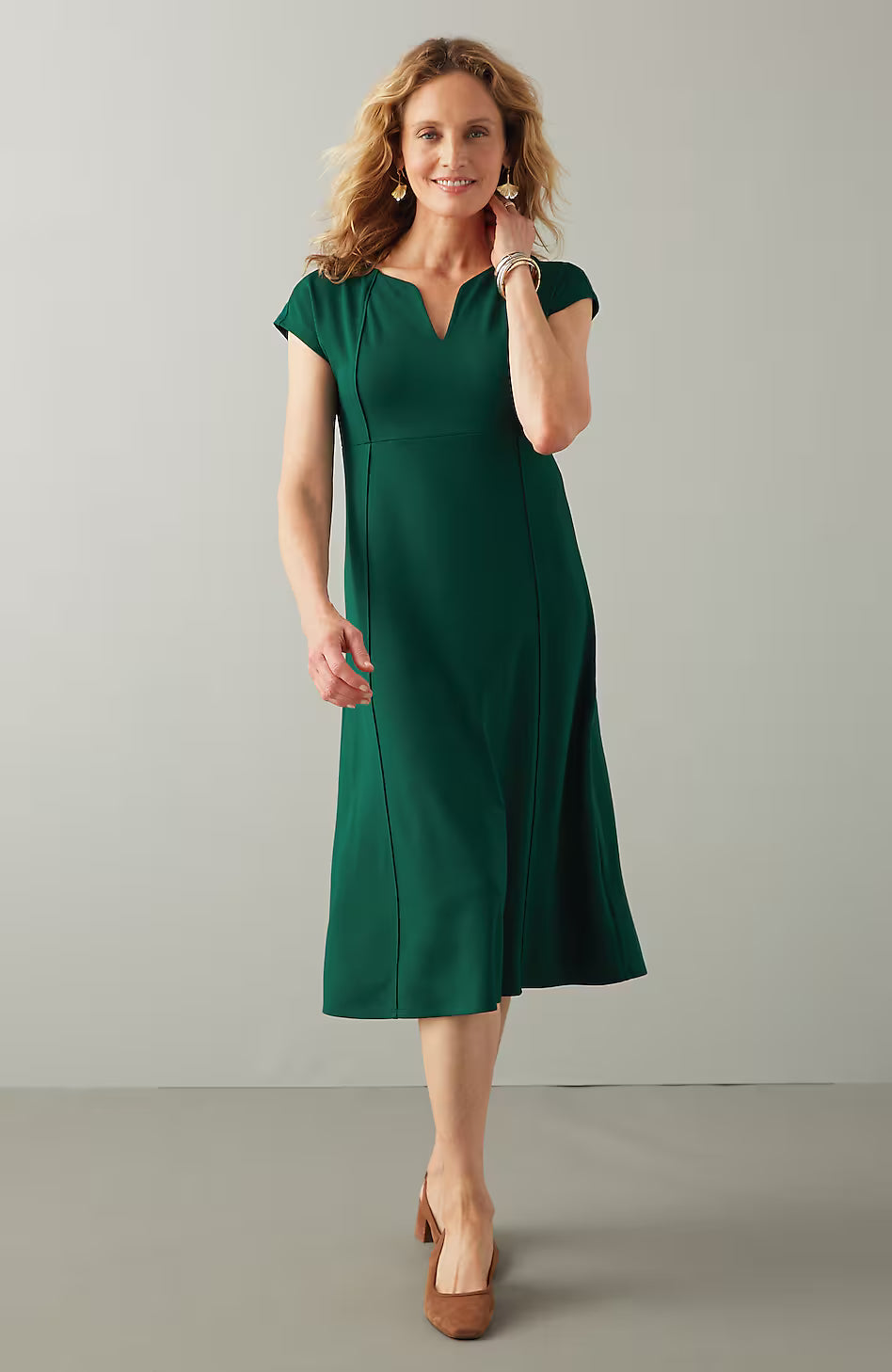 Wearever Seamed Split-Neck Dress
