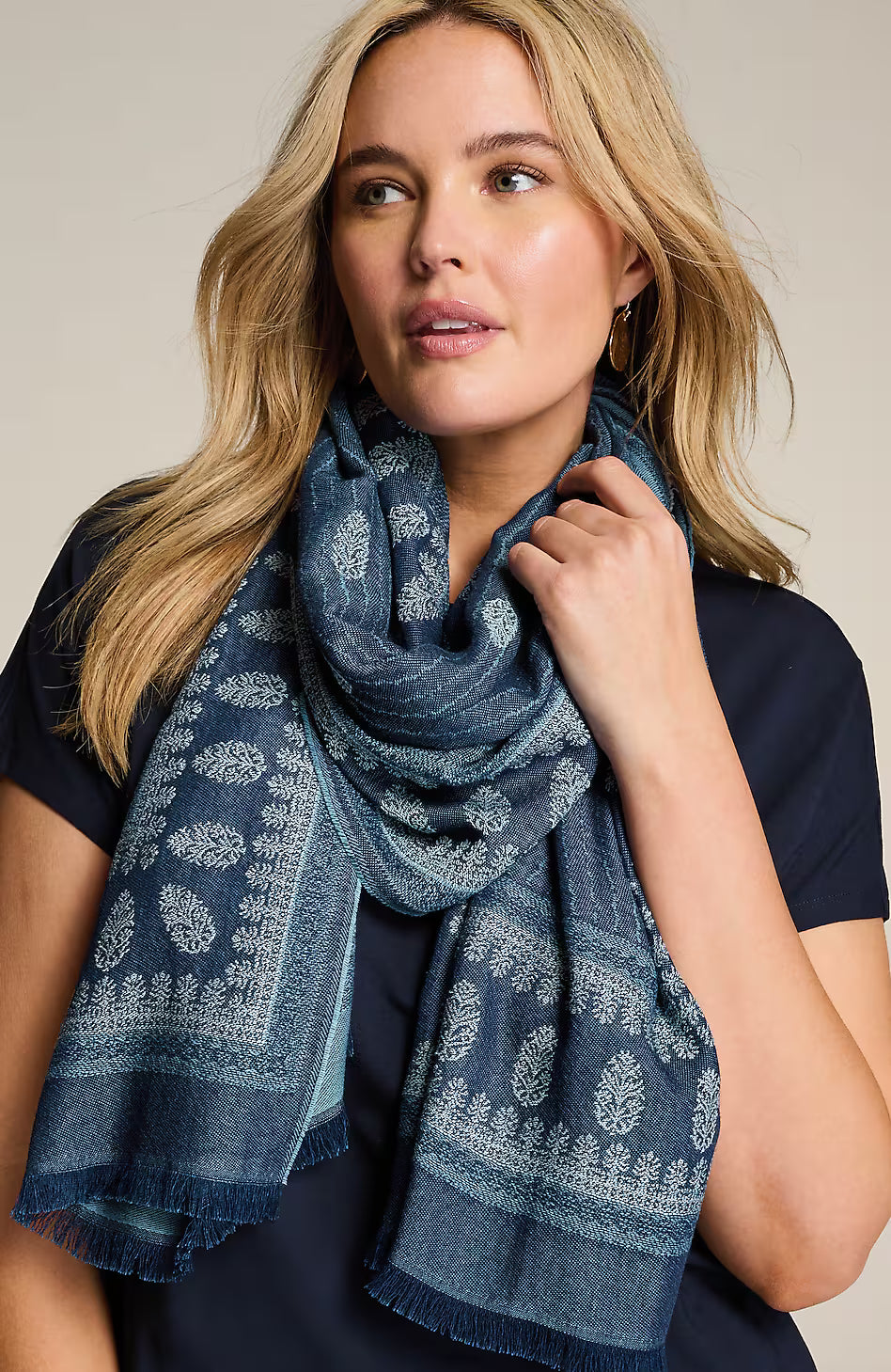 Indigo Jacquard Scarf
