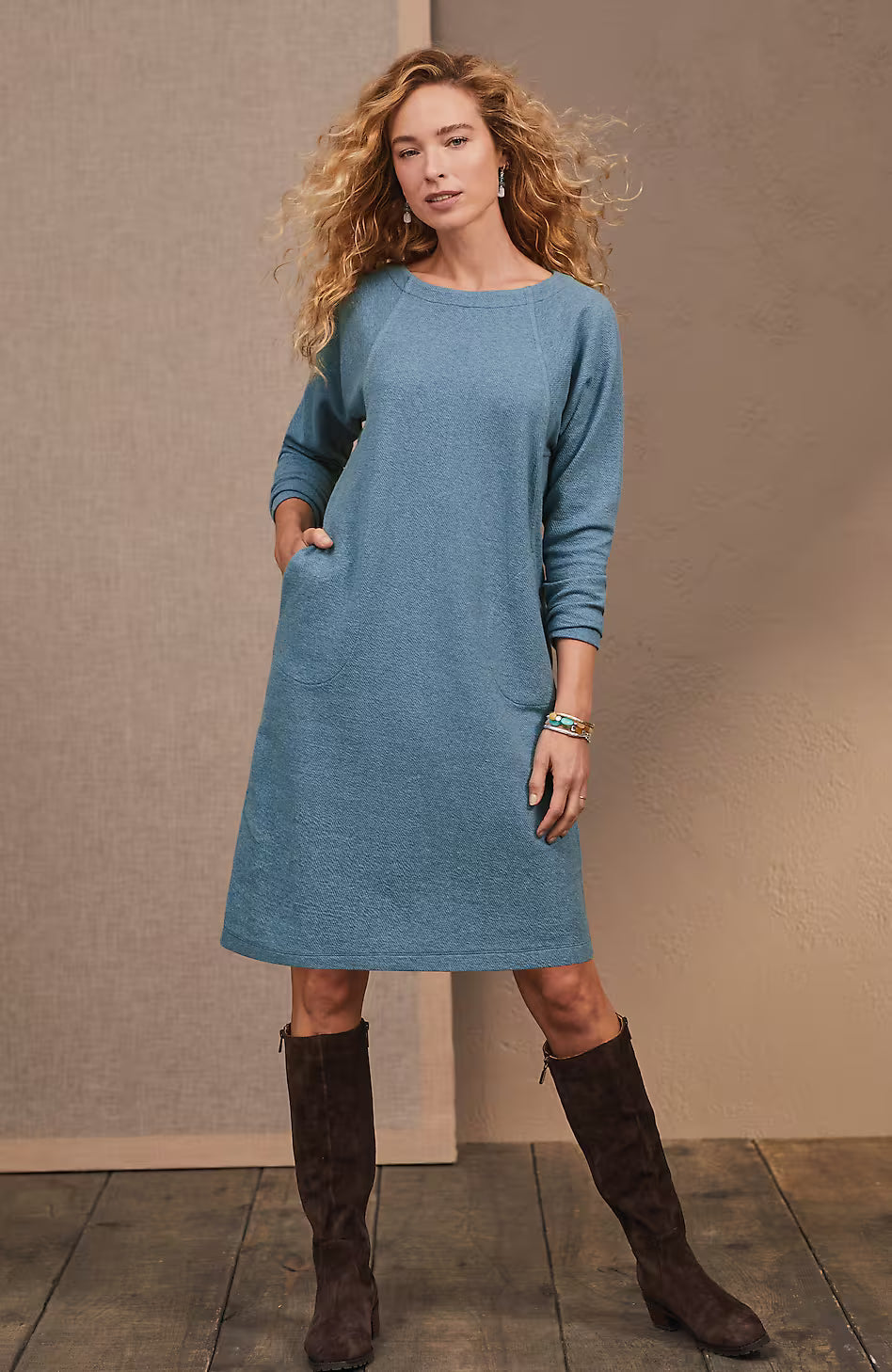 Pure Jill Diagonal-Knit Seamed Dress