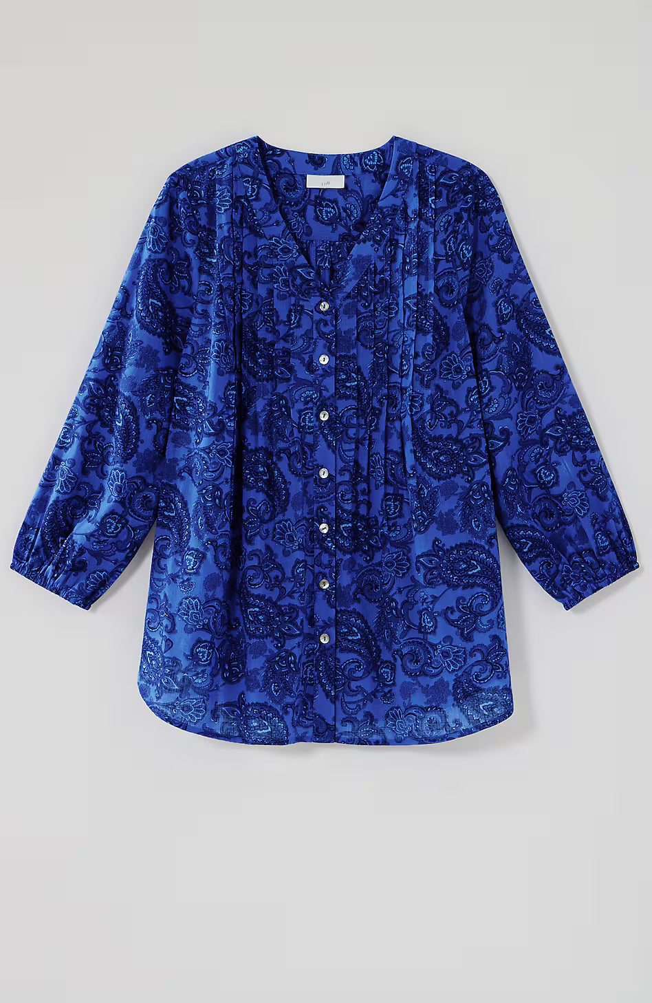 Cotton Voile Printed & Pintucked Top