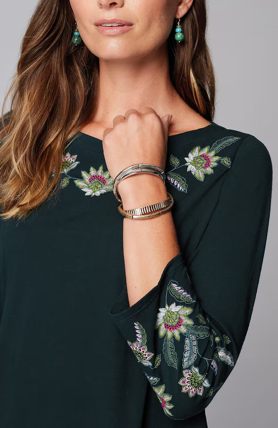 Multicolor-Embroidered Top