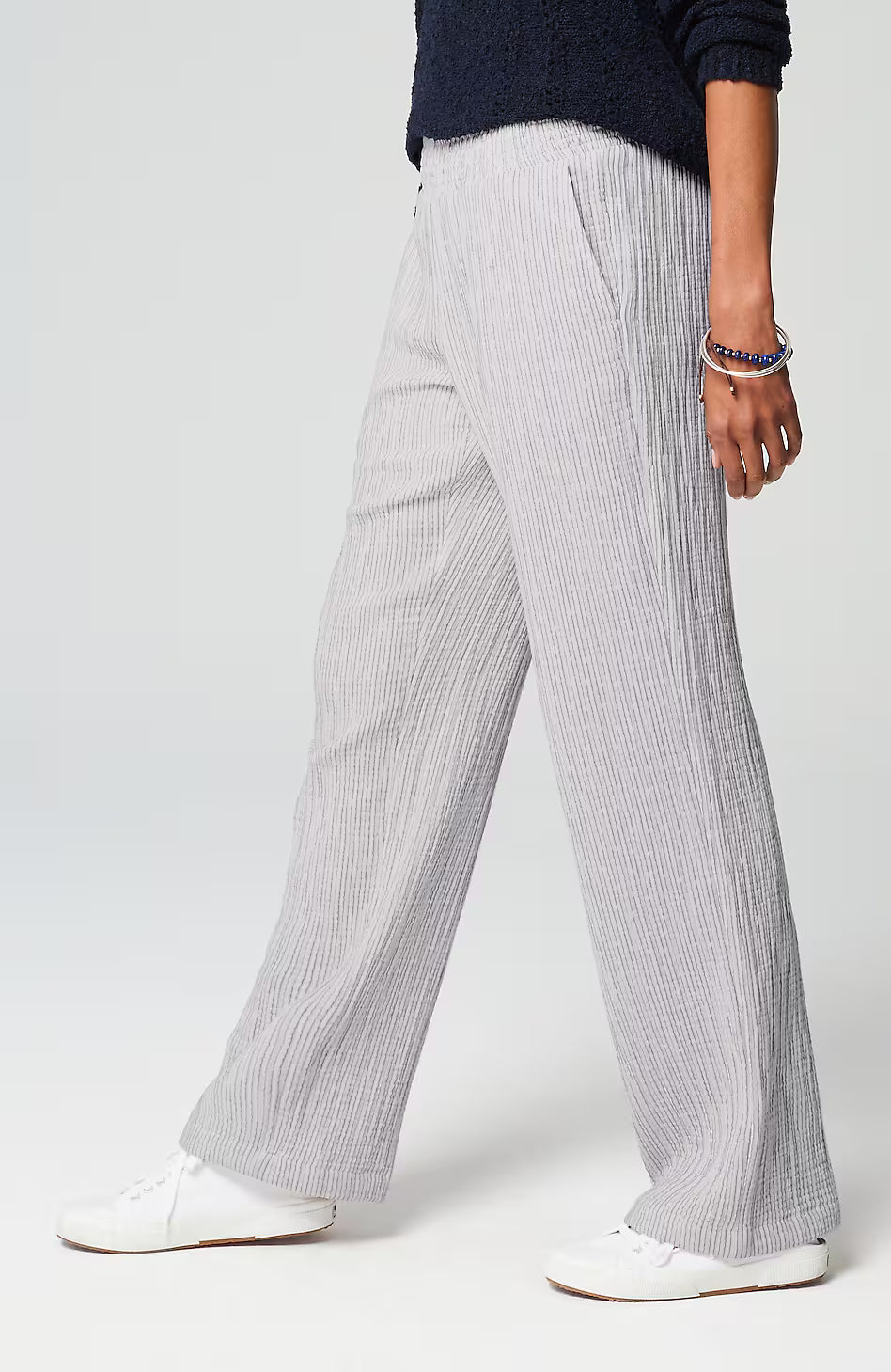 Smocked-Waist Cotton-Gauze Pants
