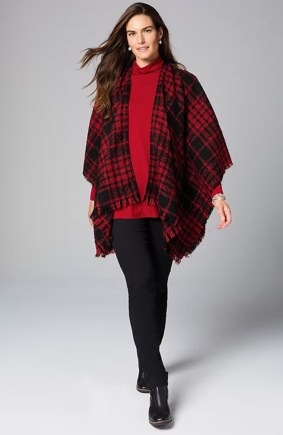 Cozy Plaid Blanket Ruana