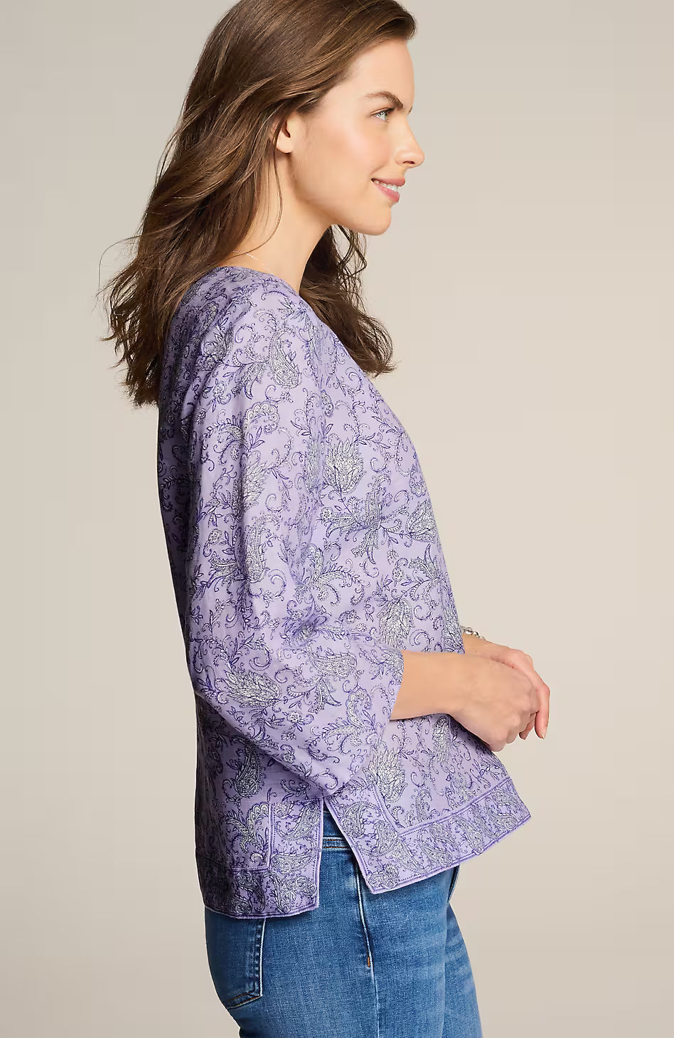 Linen Border-Printed Popover