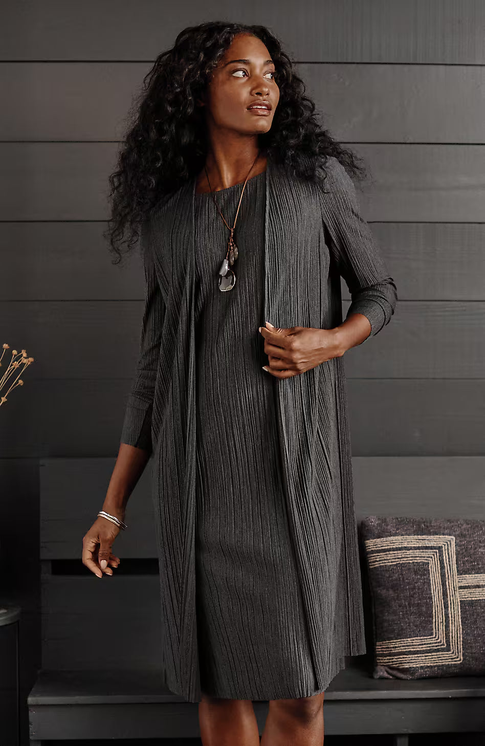 Pure Jill Pleated Knit Duster