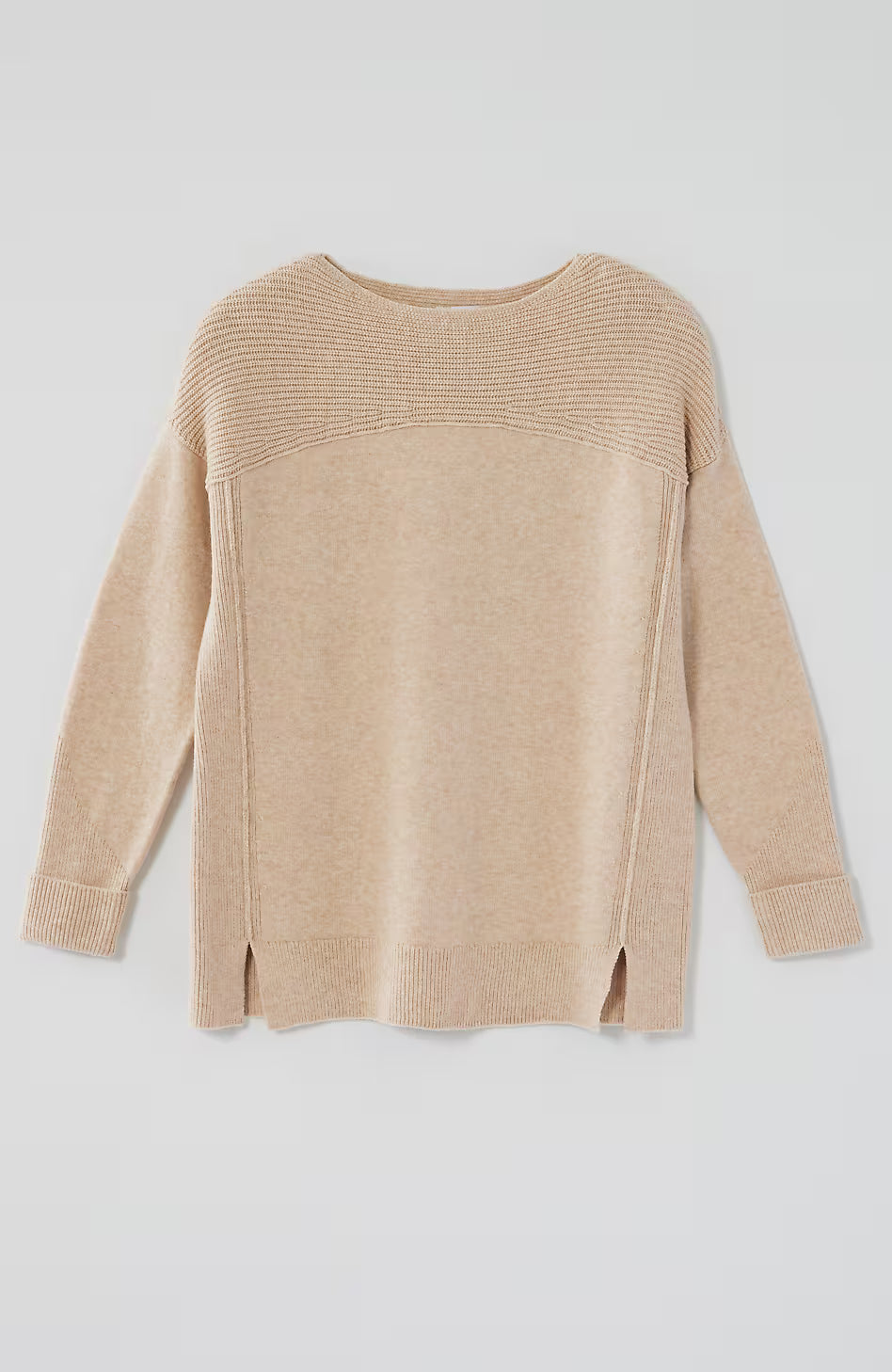 Ribbed-Detail Pullover Sweater
