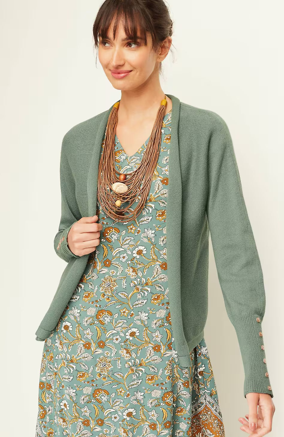 Pure Jill Ribbed Button-Cuffed Cardi