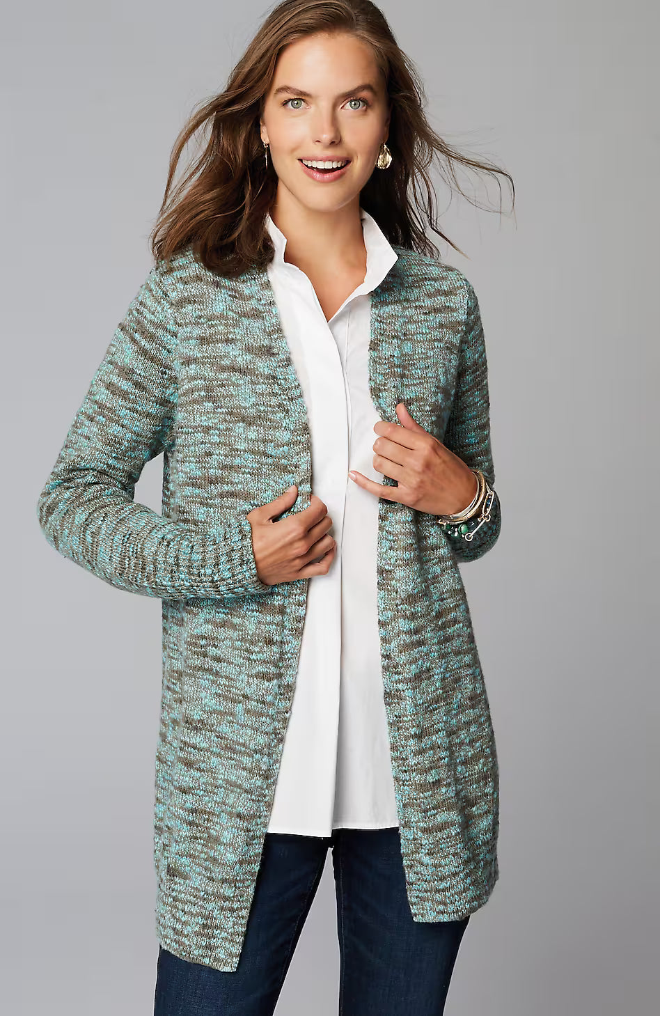 Slub-Textured Space-Dyed Cardi