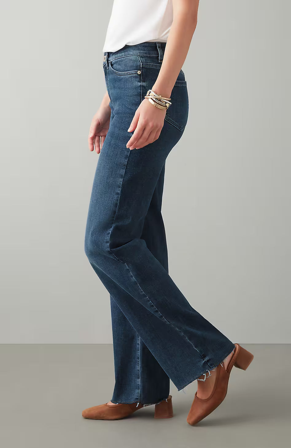 Fringe-Hem Wide-Leg Jeans