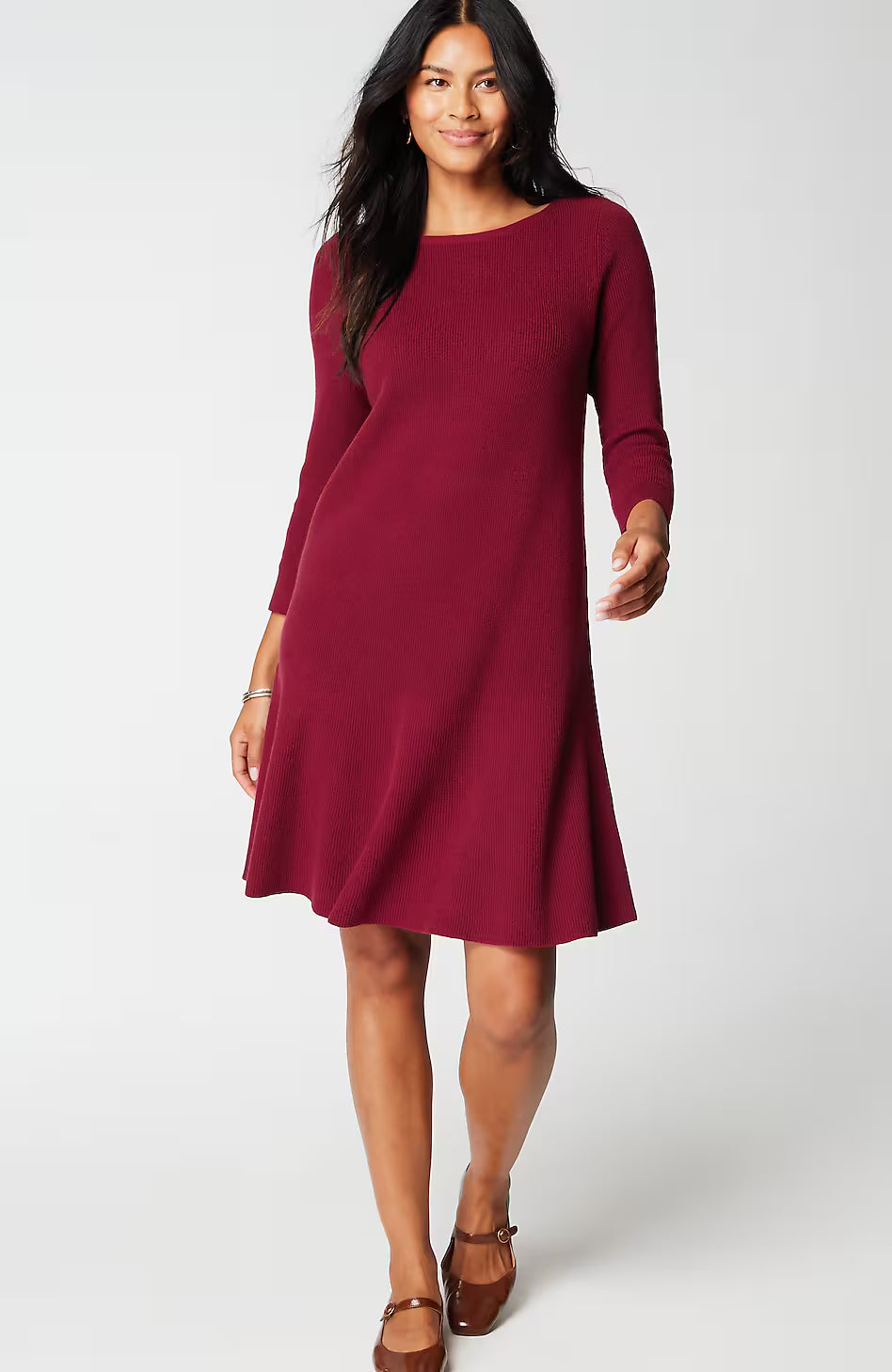 Flounced-Hem Sweater Dress