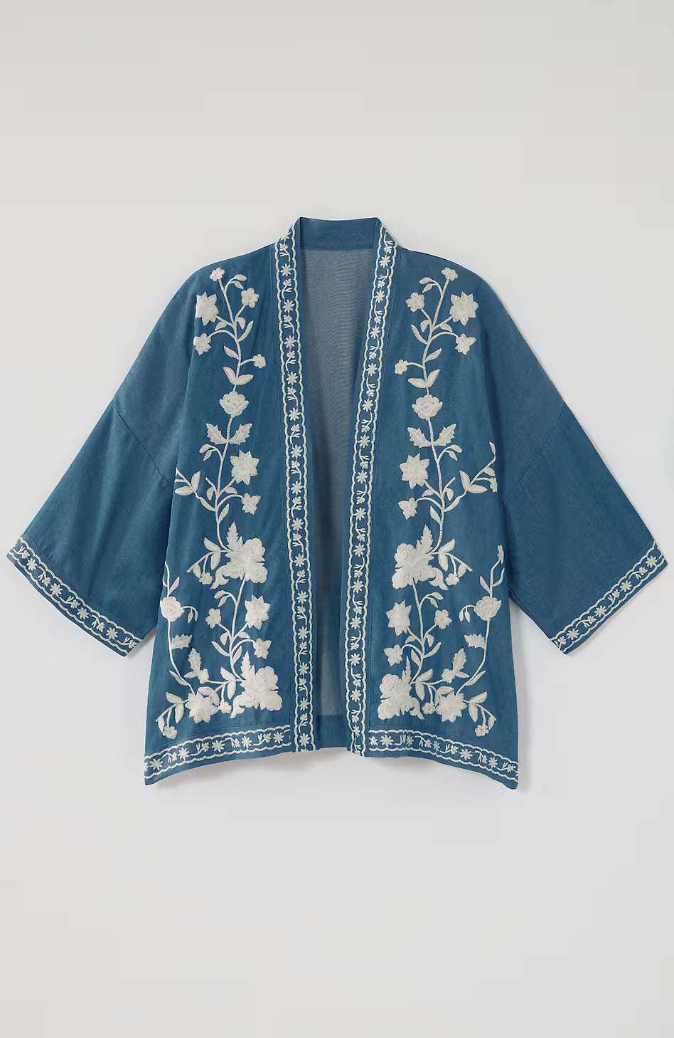 Floral-Embroidered Soft Jacket