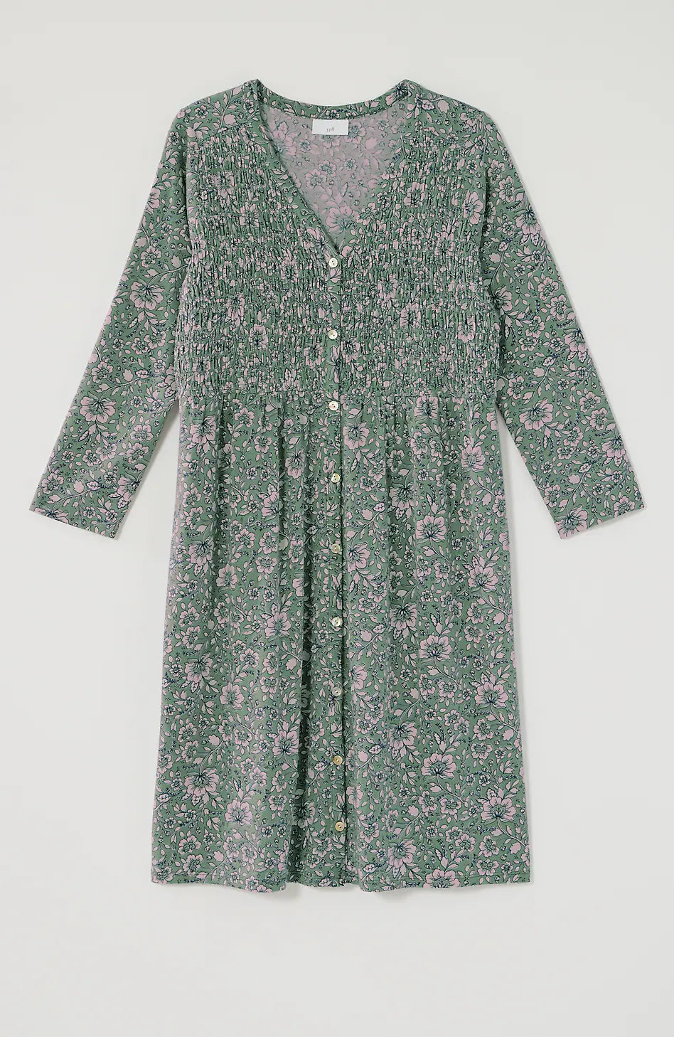 Smocked Button-Front Dress