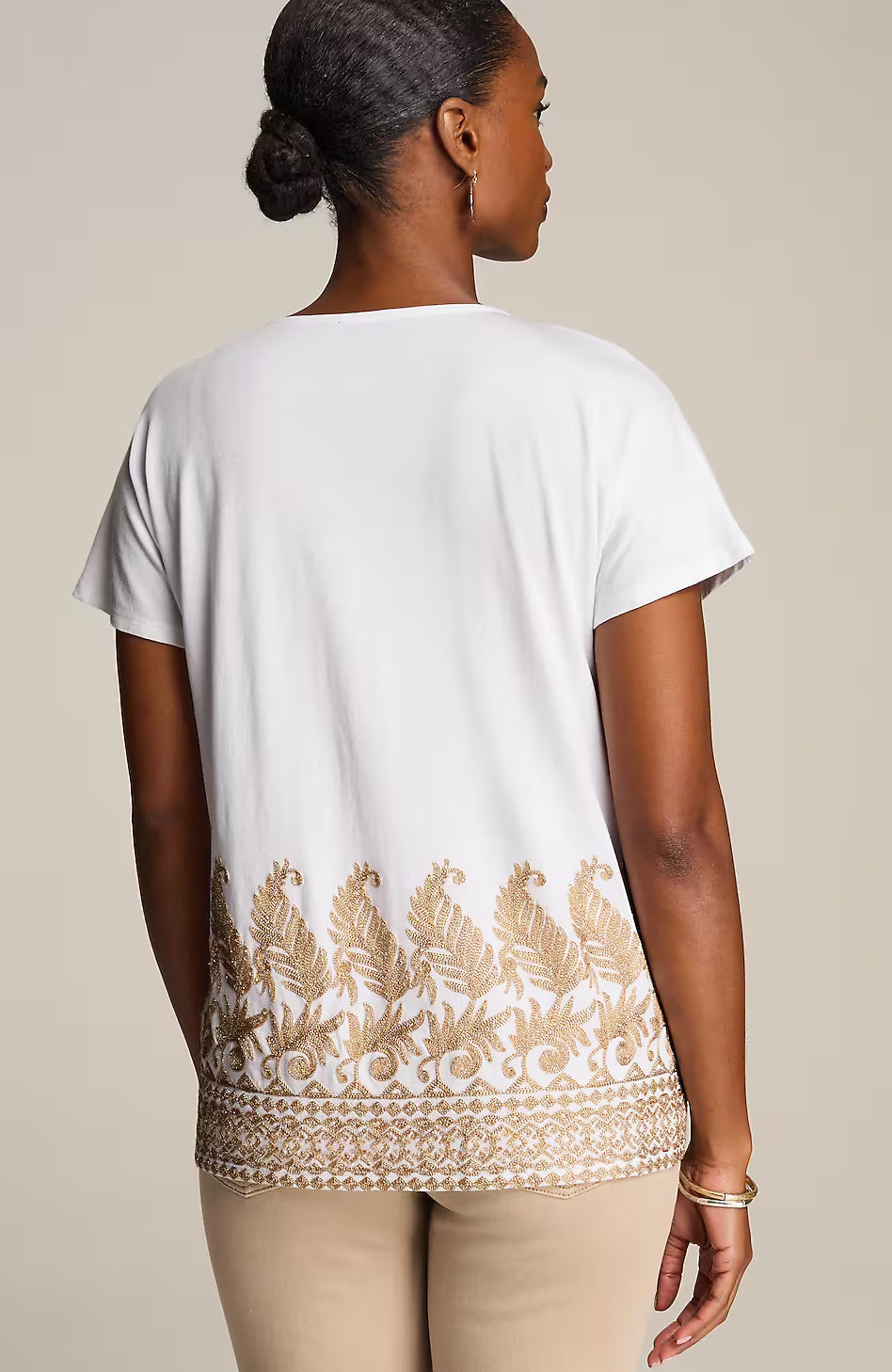 Pure Jill Metallic-Embroidered Top