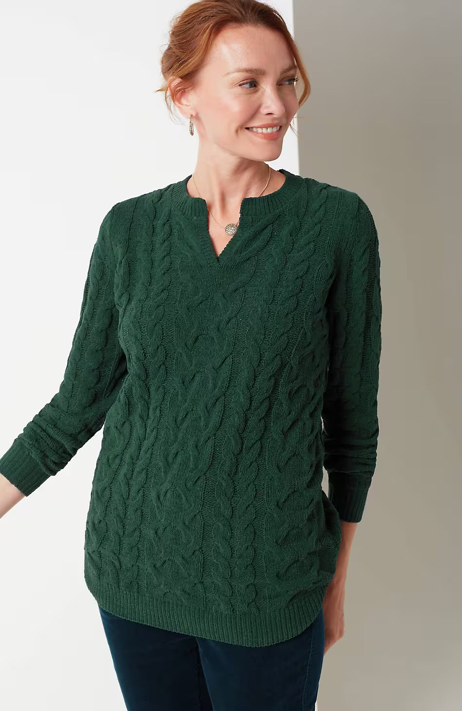 Split-Neck Chenille Tunic