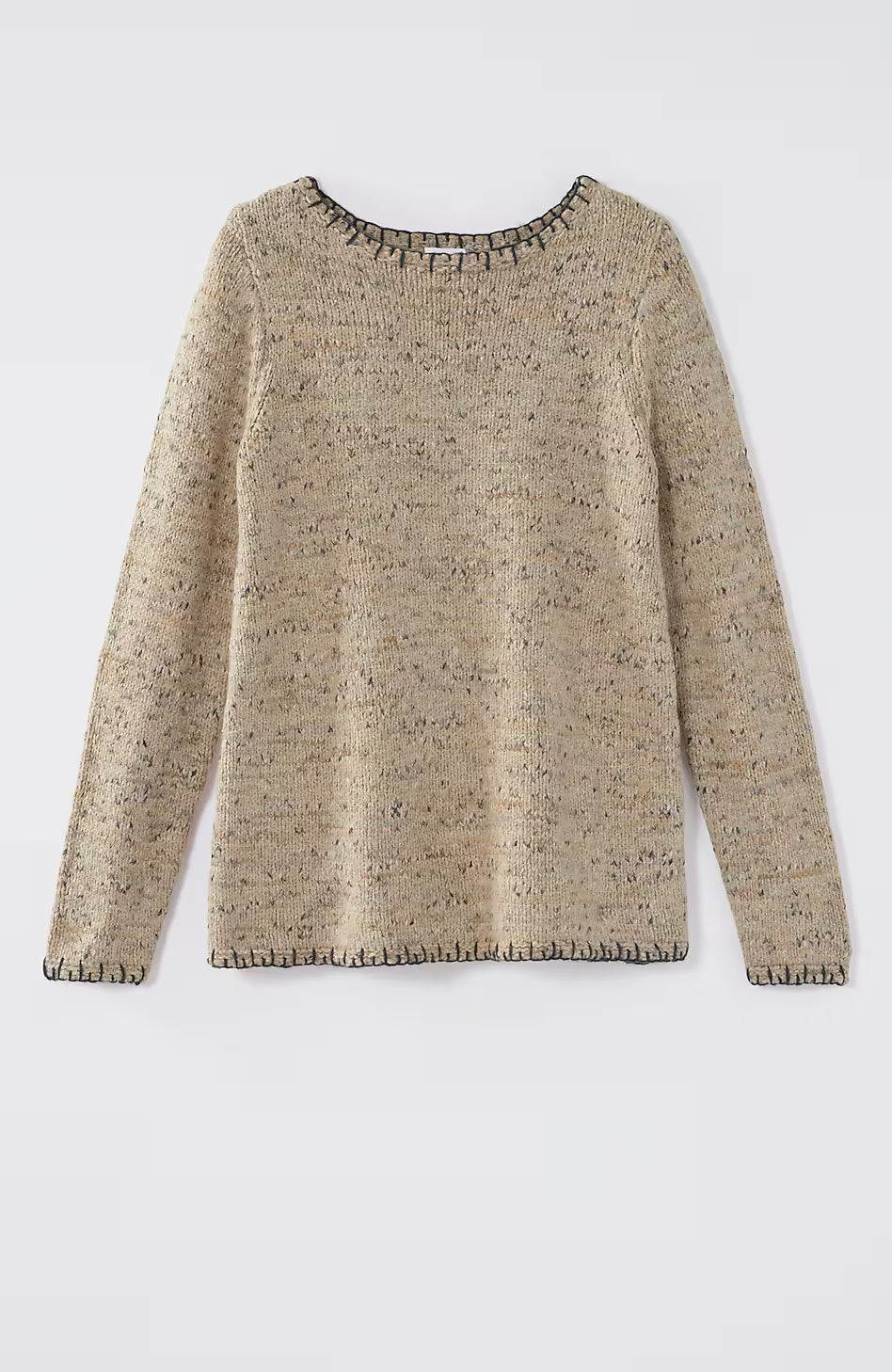Pure Jill Whipstitch-Trimmed Pullover Sweater