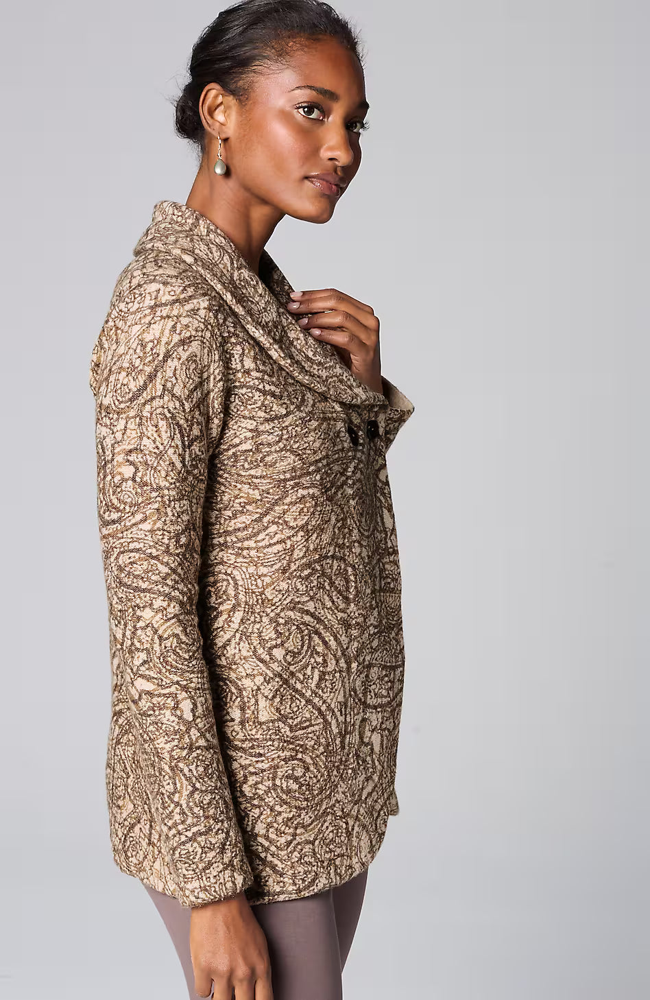 Pure Jill Curved-Front Printed Cardi
