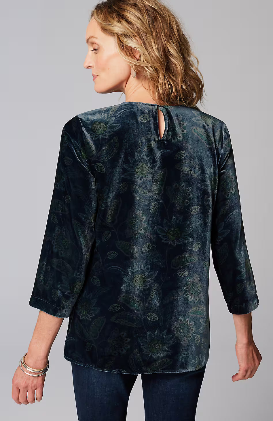 Printed-Velvet Top