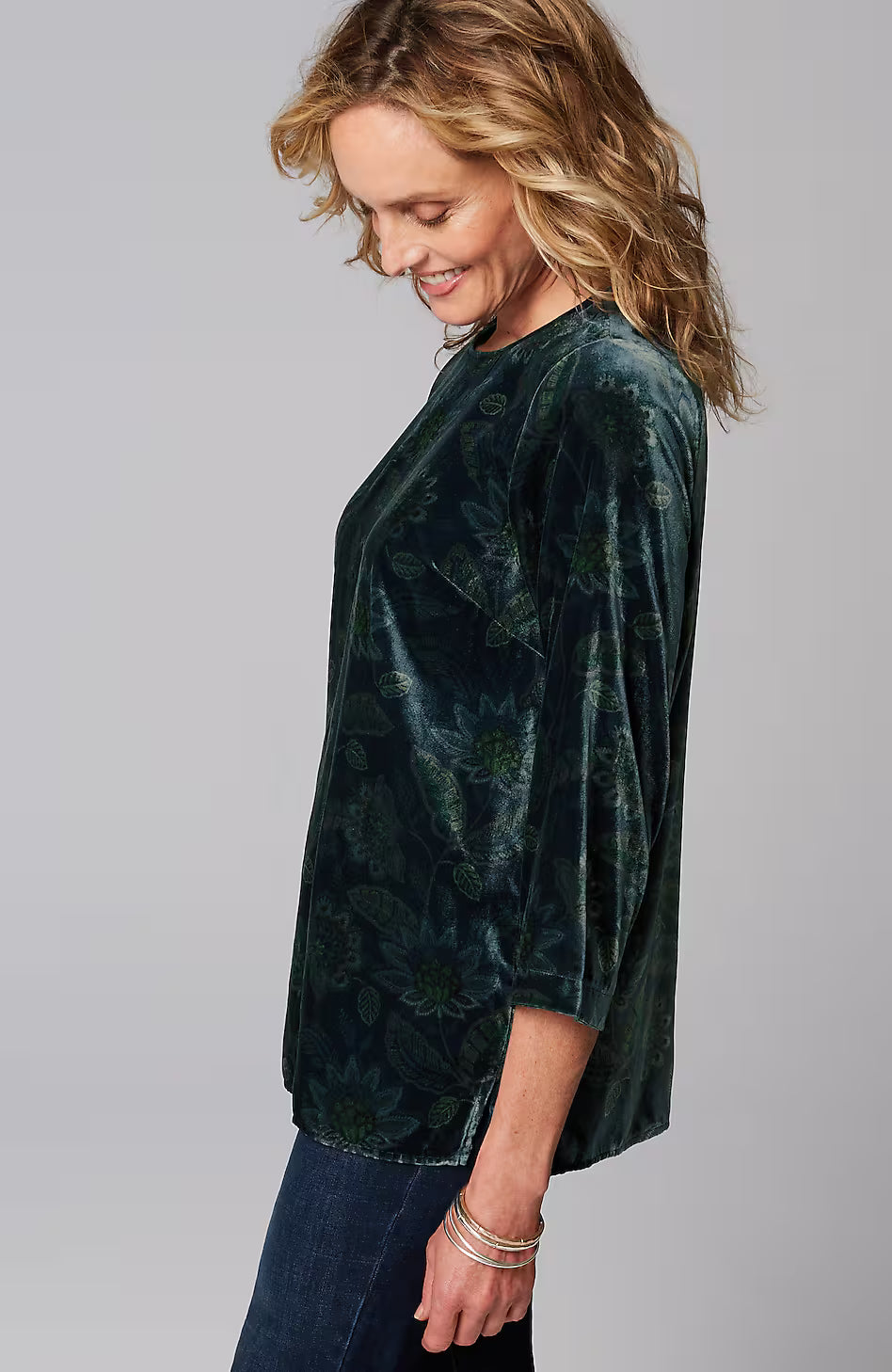 Printed-Velvet Top