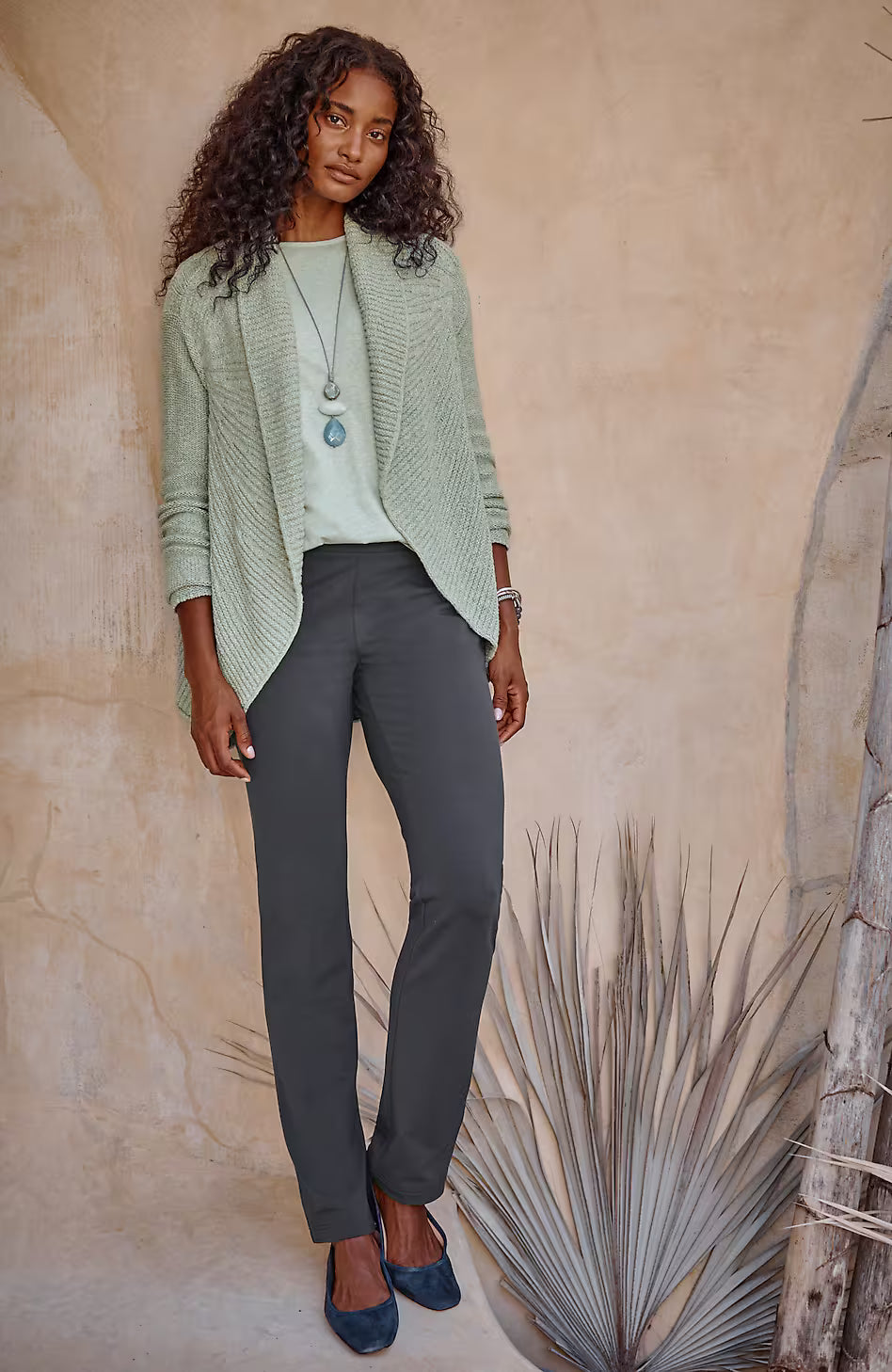 Pure Jill Curved-Hem Cabled Cardi