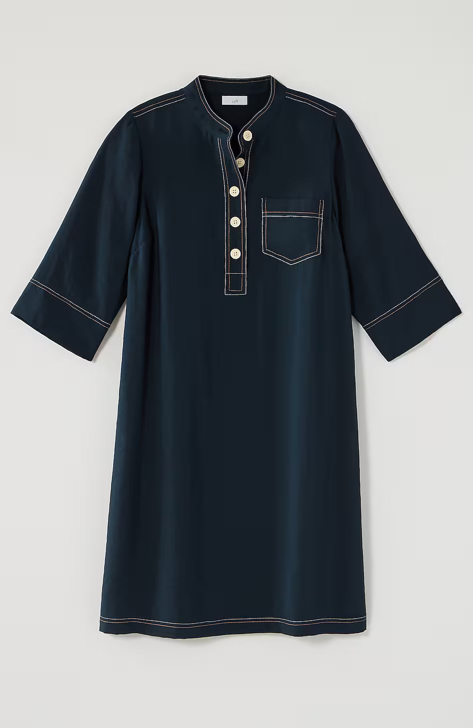 Contrasting-Stitch Shirtdress