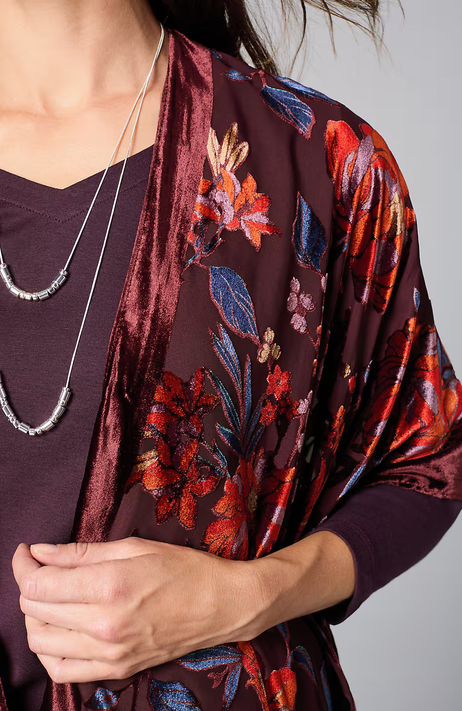 Floral Burnout Velvet Ruana