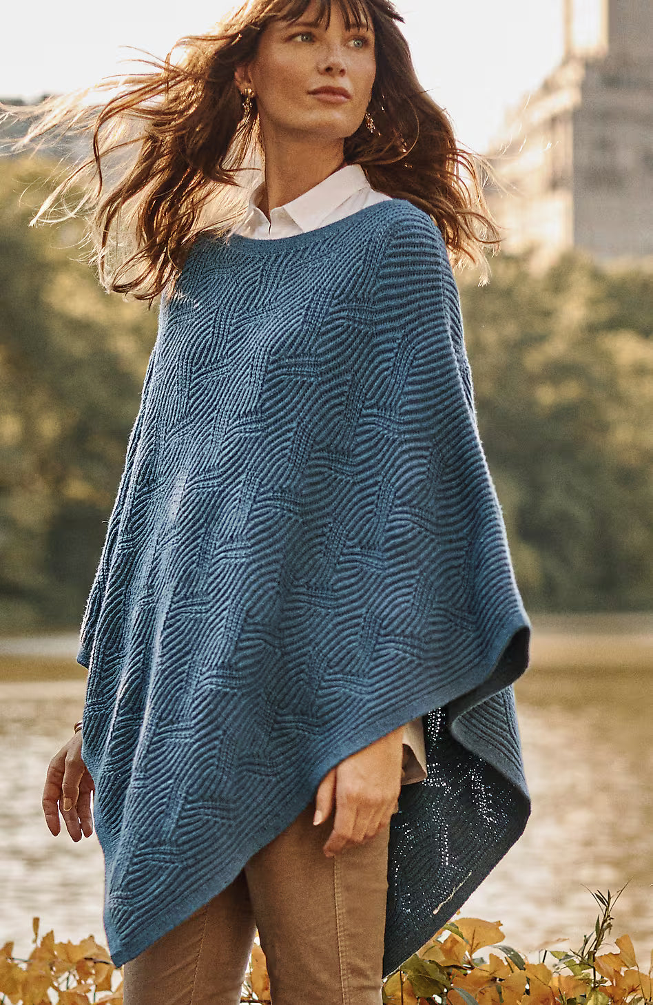 Asymmetric Knit Poncho