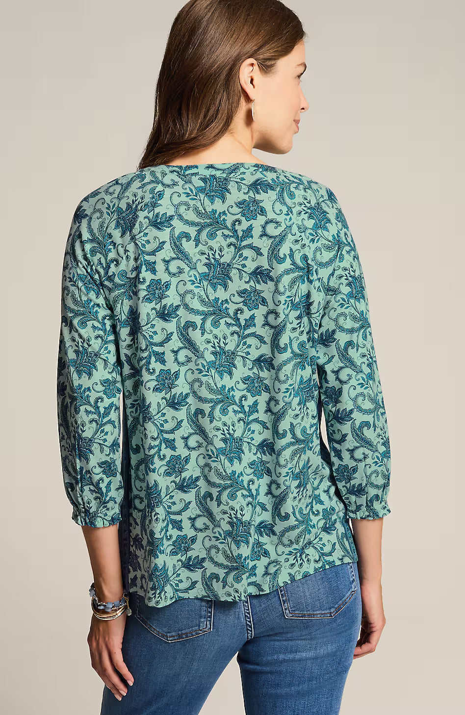 Border-Printed Floral Top