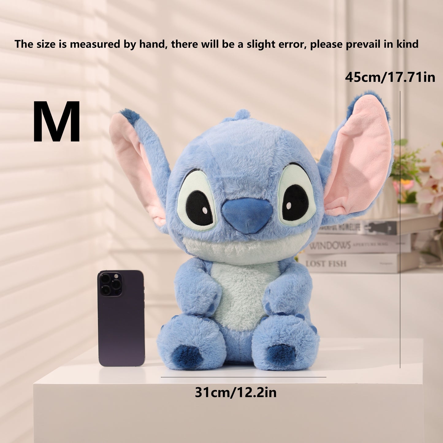 Disney Poupée Assise de la Série Basique Stitch, Cadeau d'Anniversaire Mignon et Doux en Peluche Disponible dans Diverses Tailles