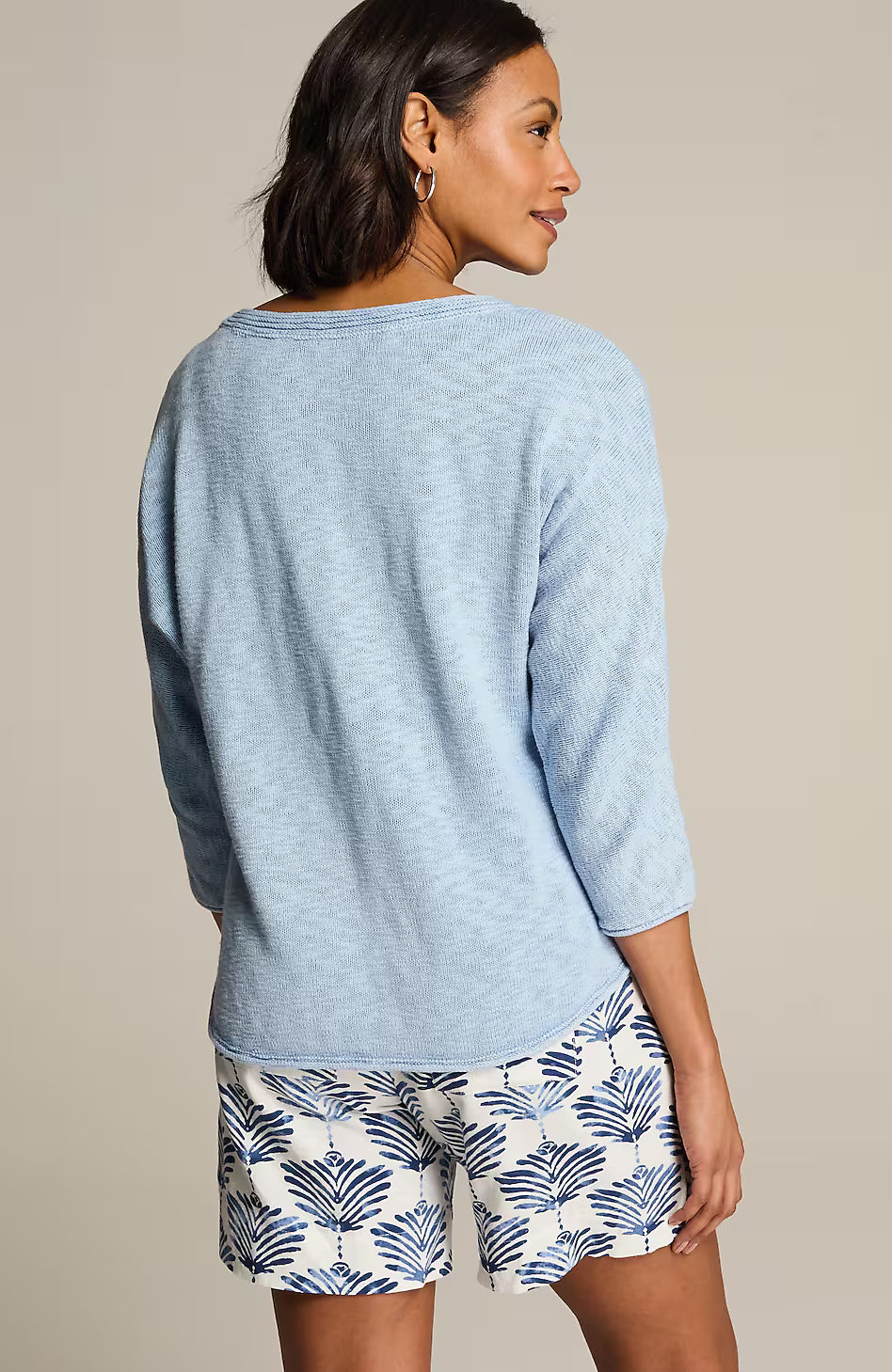 Cotton-Slub Dolman-Sleeve Sweater