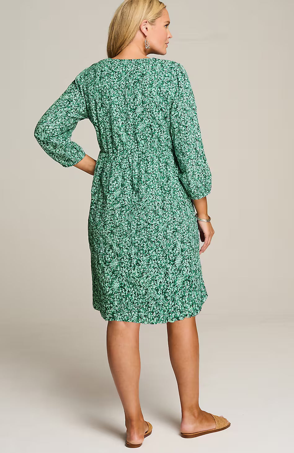 Textured V-Neck A-Line Dress