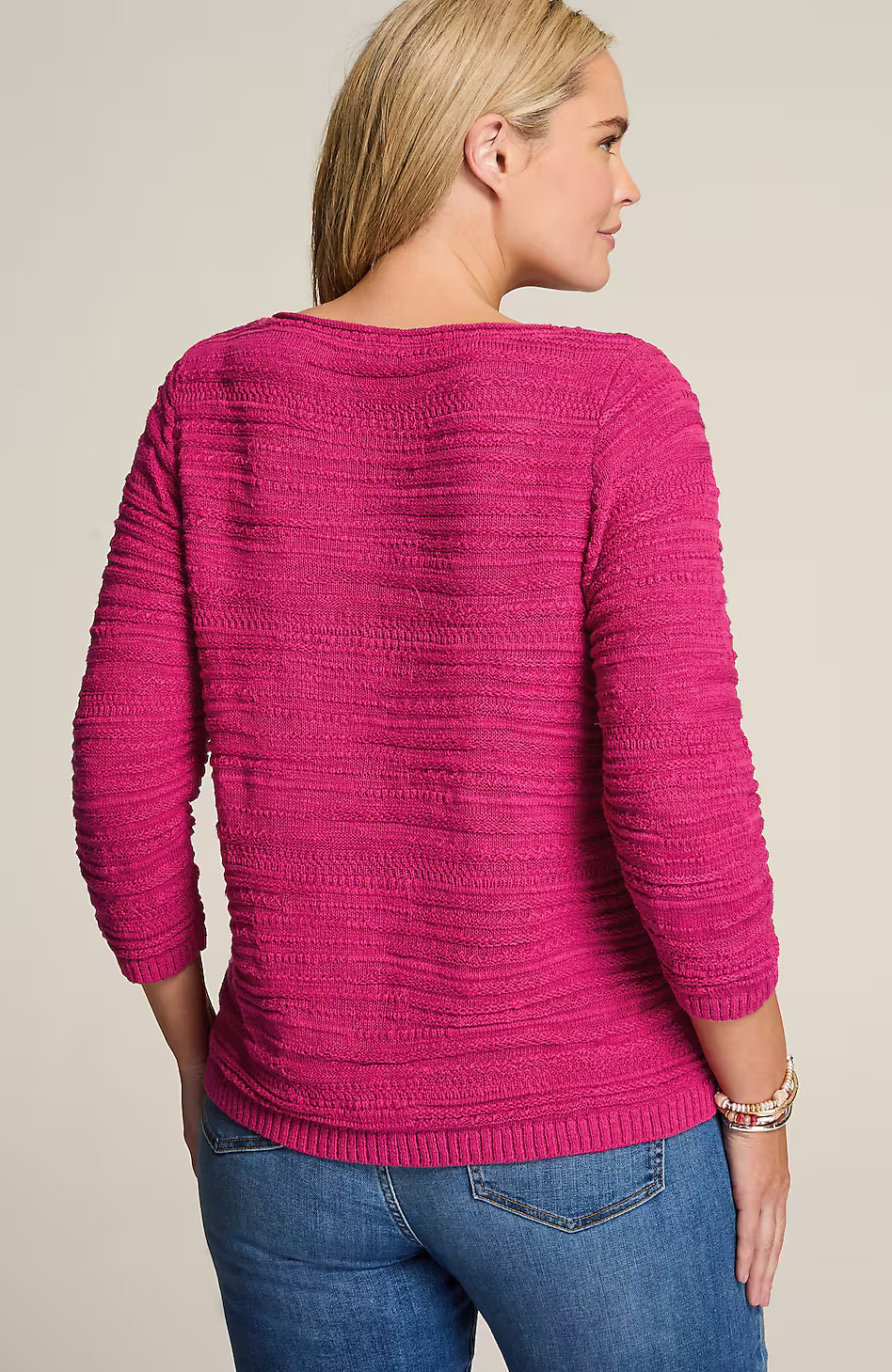 Placed-Pattern Slub-Textured Sweater
