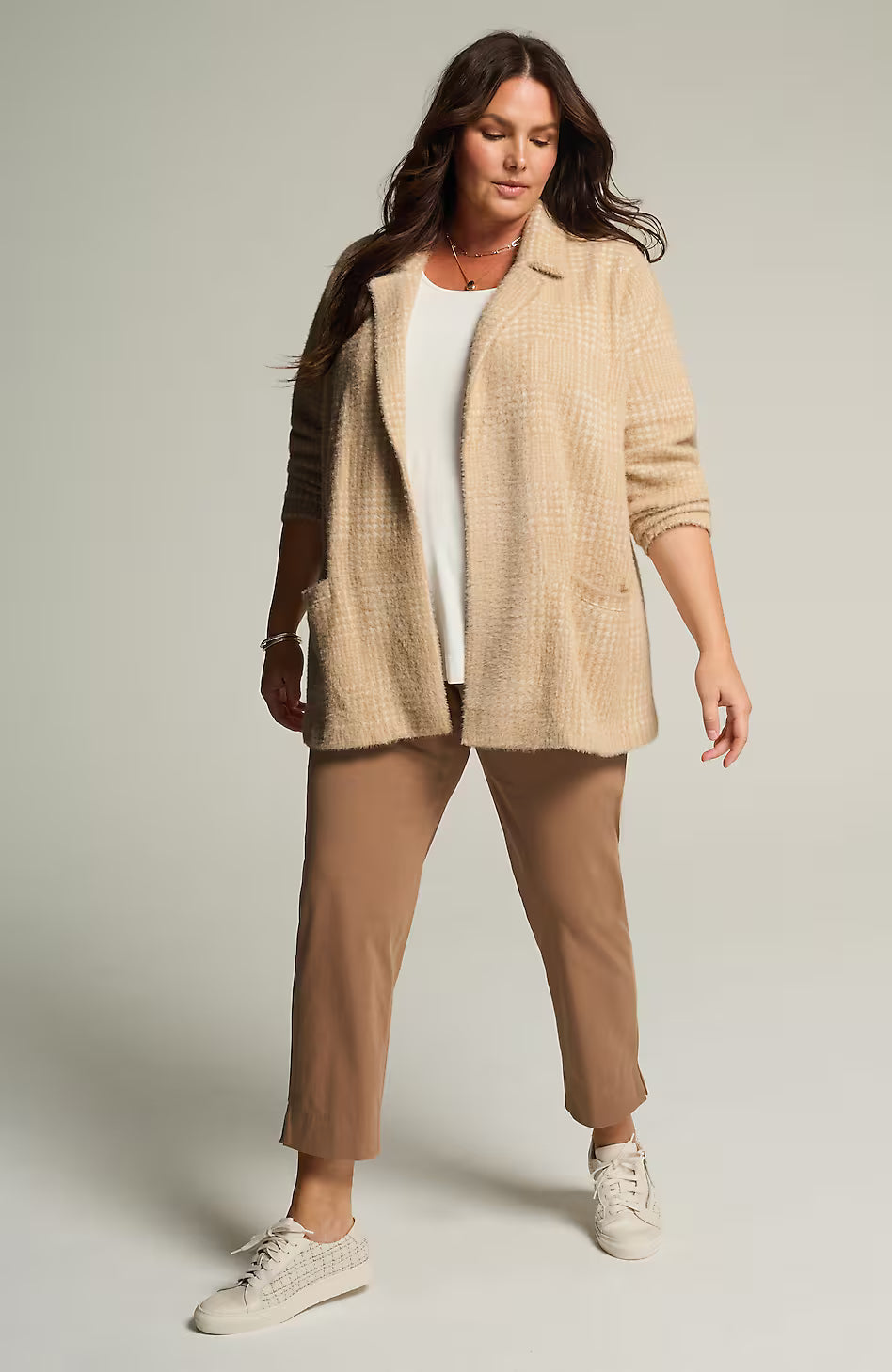 Wearever Luxe Soft Plaid Sweater-Jacket