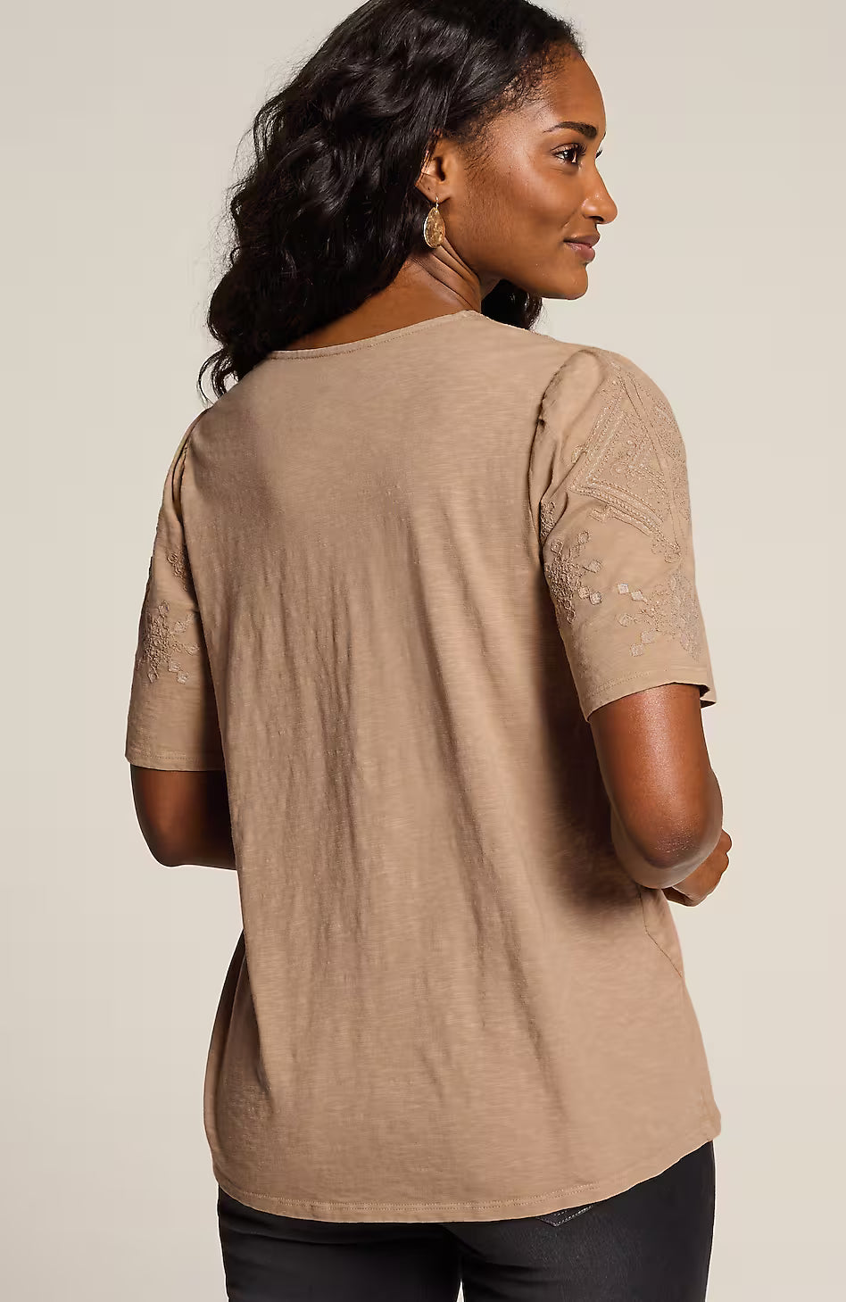 Pure Jill Embroidered Garment-Dyed Top