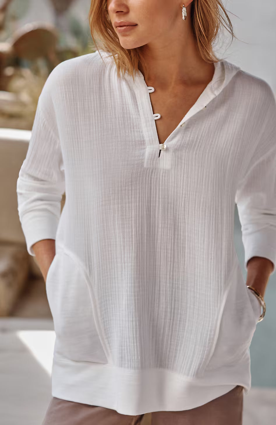 Pure Jill French Terry & Gauze Hoodie