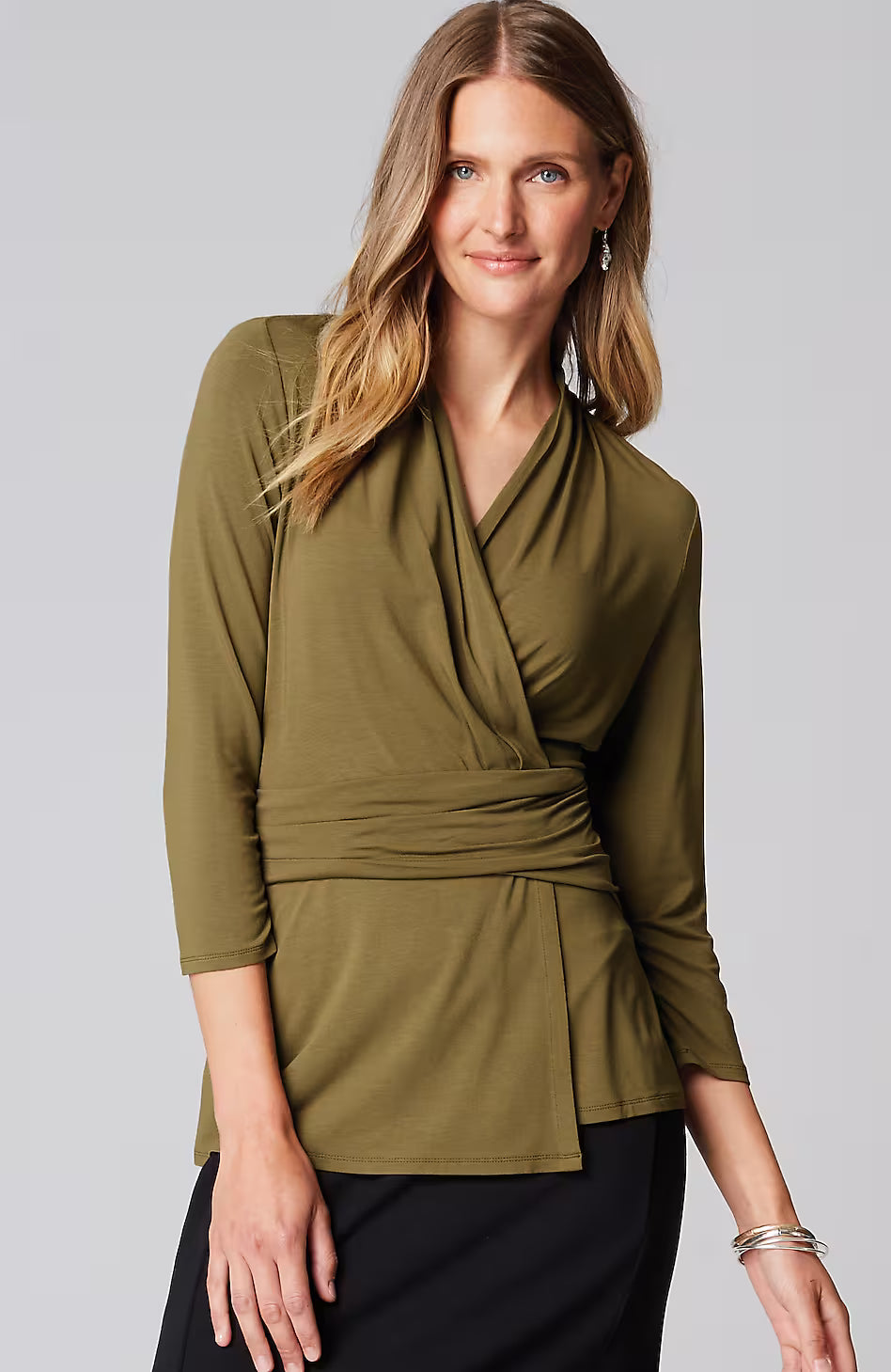 Wearever V-Neck Draped-Waist Top