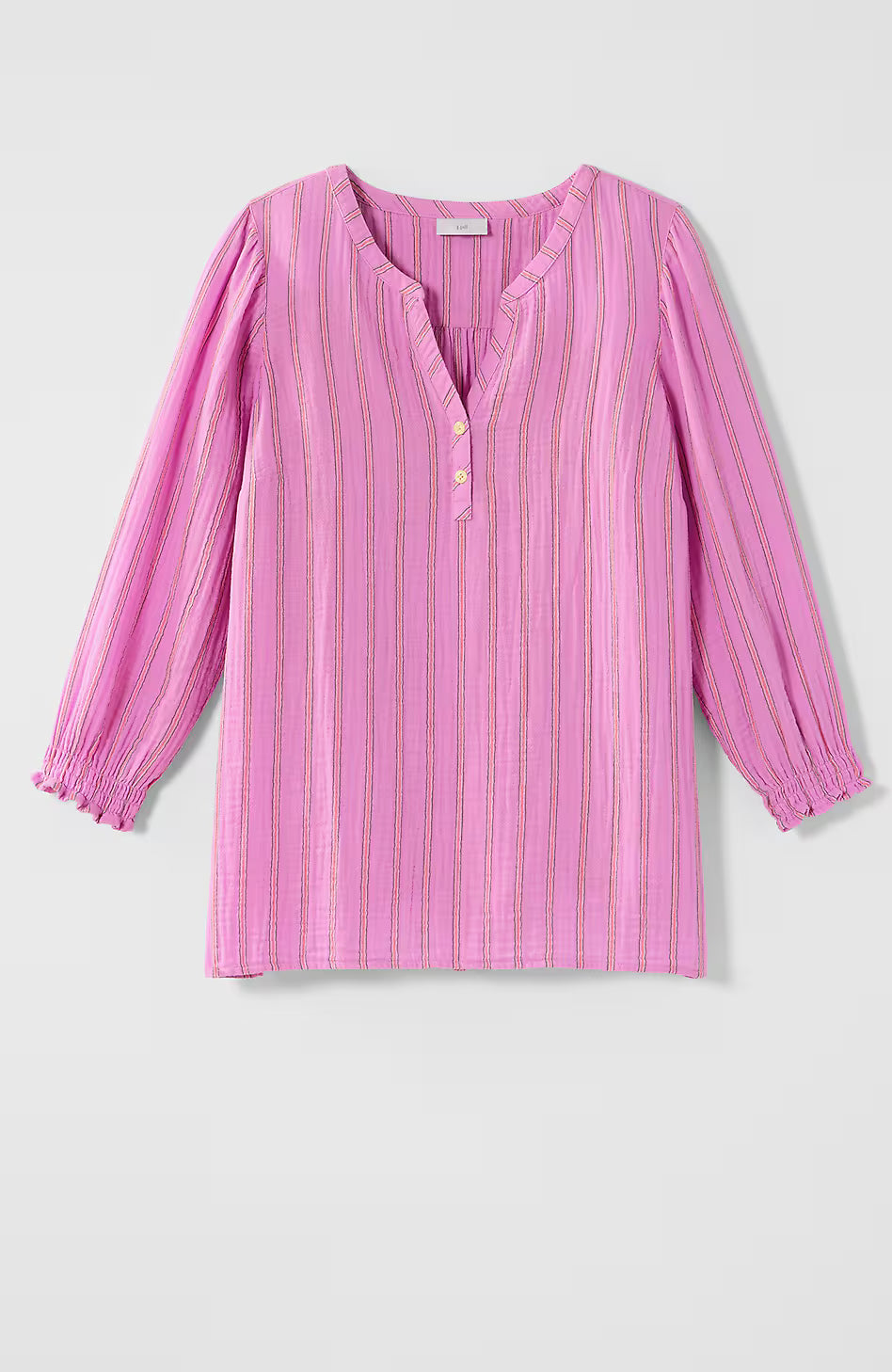 Cotton-Gauze Smocked-Sleeve Top