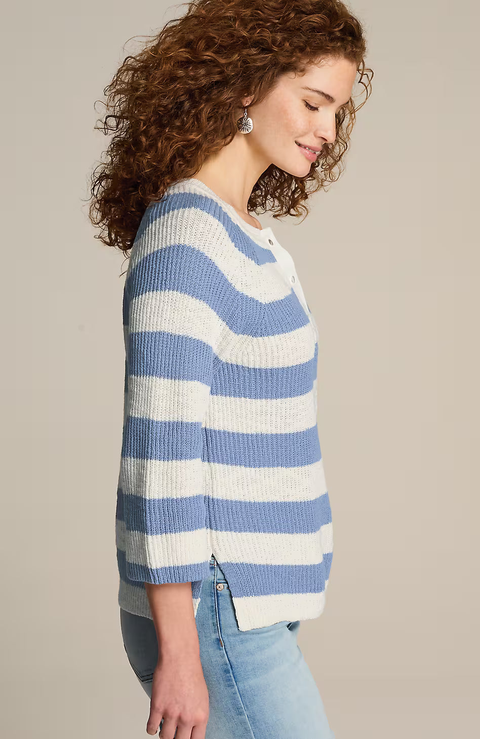 Split-Neck Ribbed Sweater