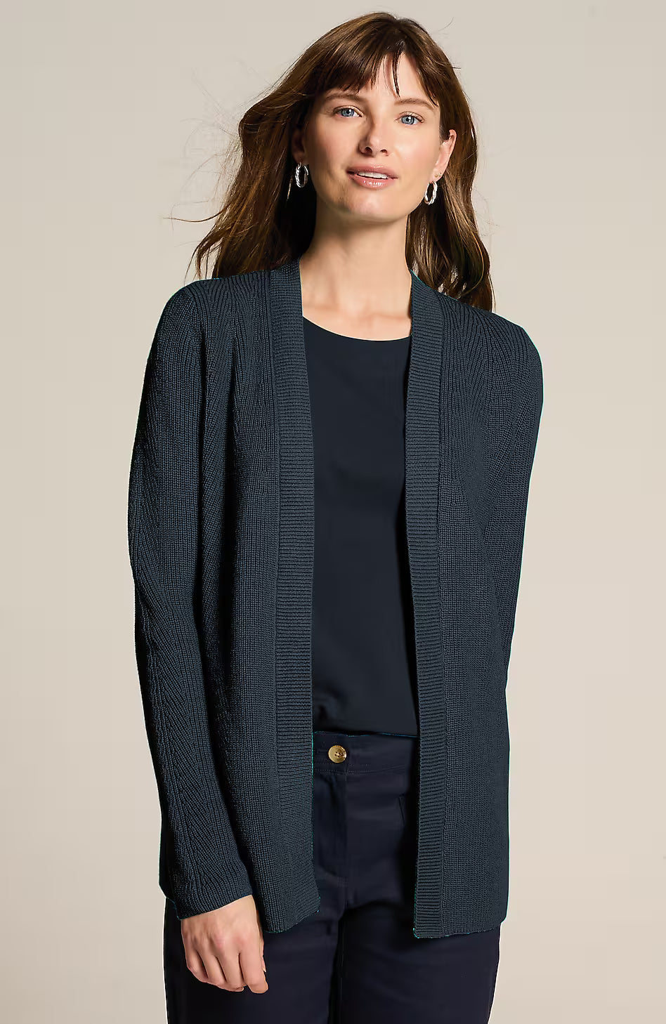 Ribbed Open-Front Cardi