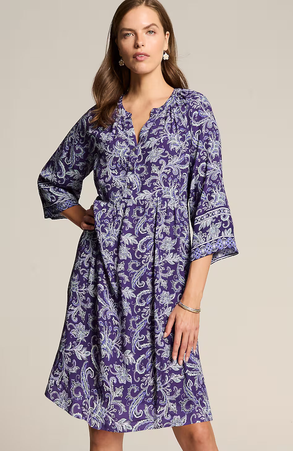 Split-Neck A-Line Dress