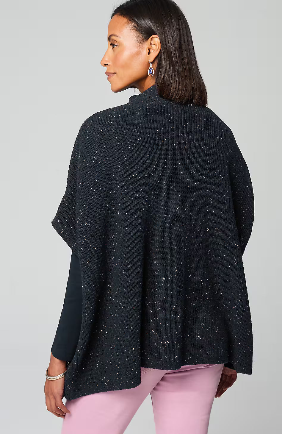 Cotton-Blend Knit Poncho