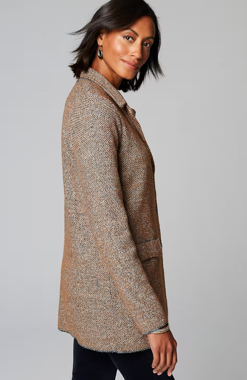 Tweed-Textured Sweater-Jacket