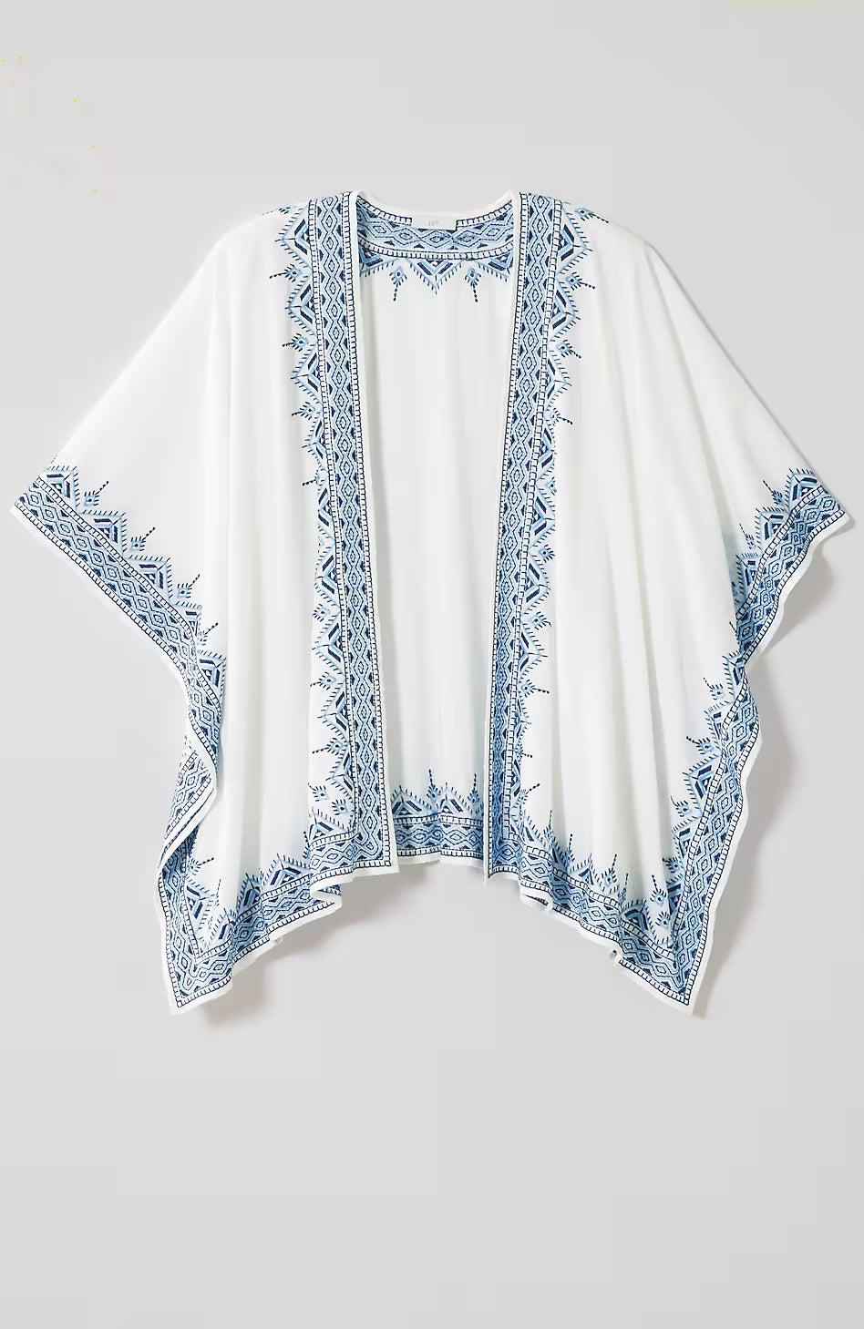 Embroidered-Border Ruana