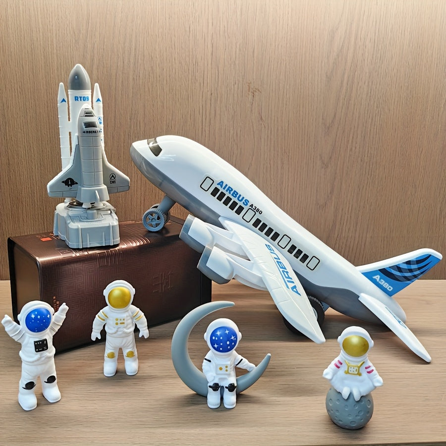 Grand Avion Passager Blanc Lanceur de Fusée Spatial Modèle d'Astronaute Navette Spatiale Figurine Jouet pour Garçons Collection de Modèles Cadeau d'Anniversaire Halloween Noël