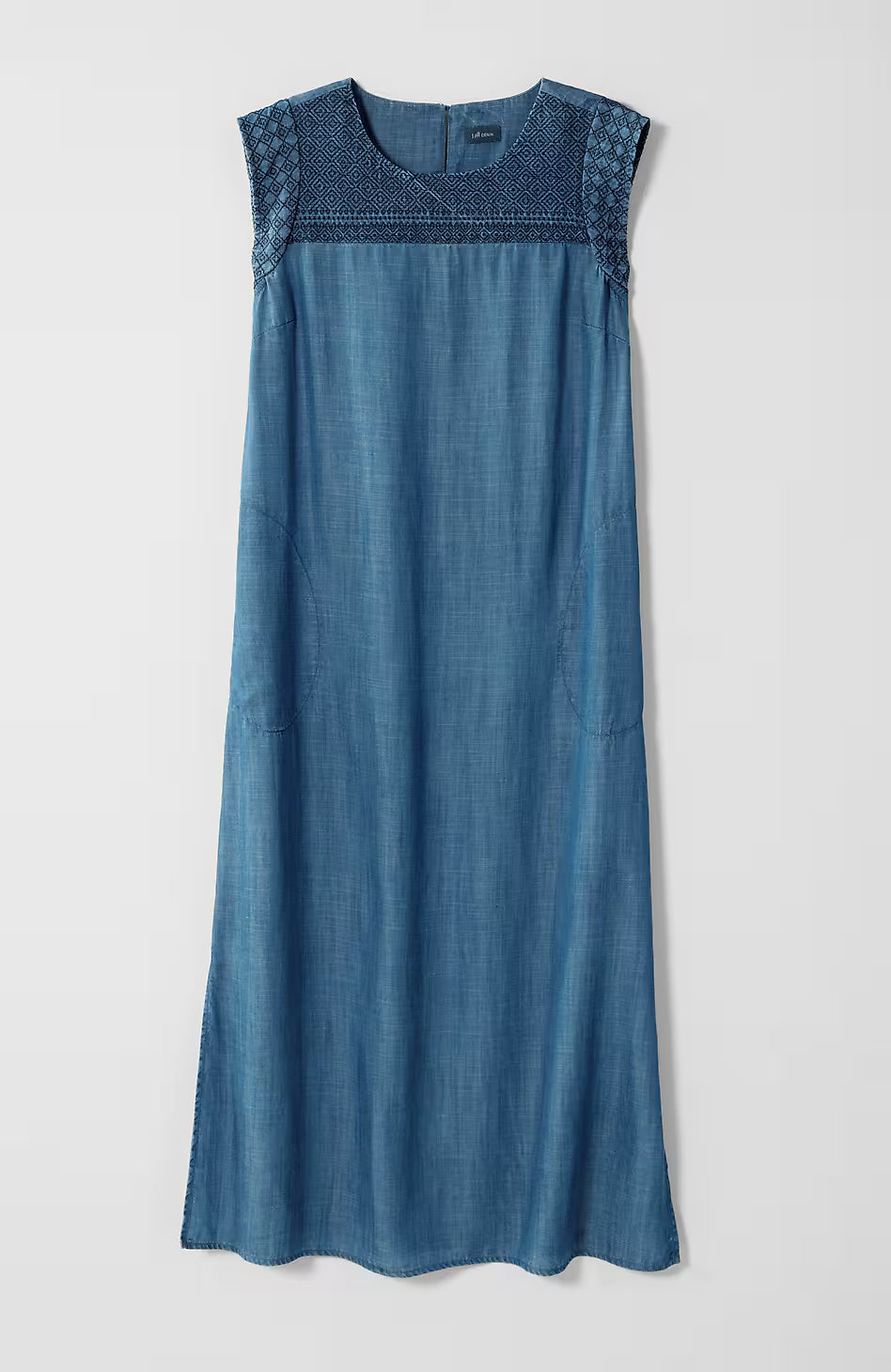 Embroidered Indigo Midi Dress