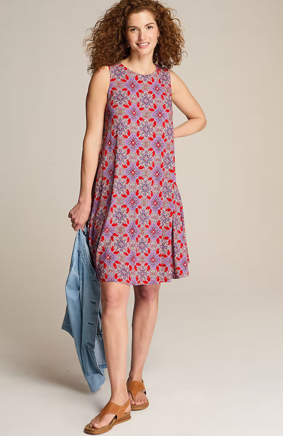 Printed Sleeveless Swing Dress