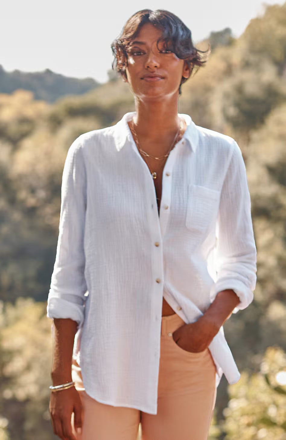 Cotton-Gauze A-Line Tunic