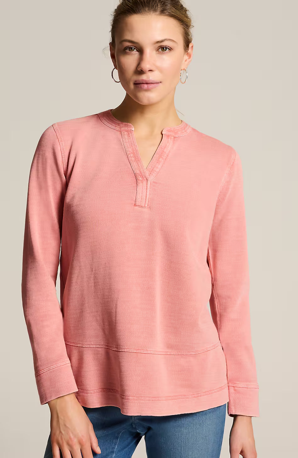 Pure Jill Contrast-Stitched Top